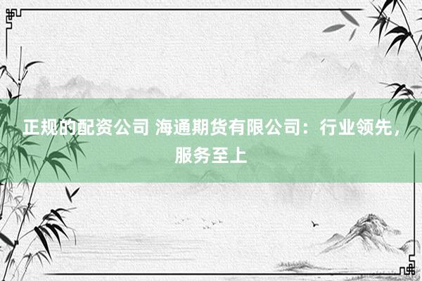 正规的配资公司 海通期货有限公司：行业领先，服务至上