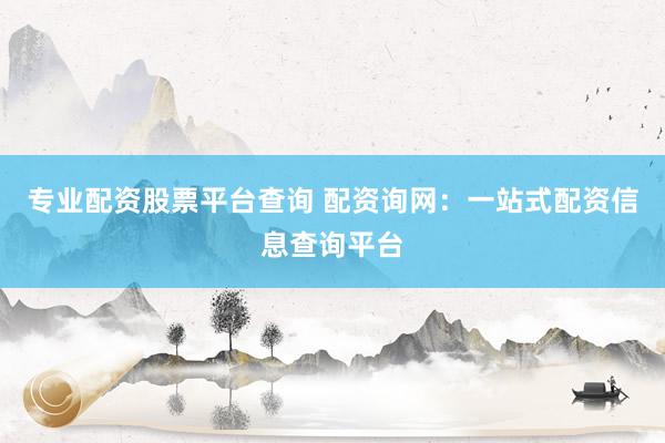 专业配资股票平台查询 配资询网：一站式配资信息查询平台